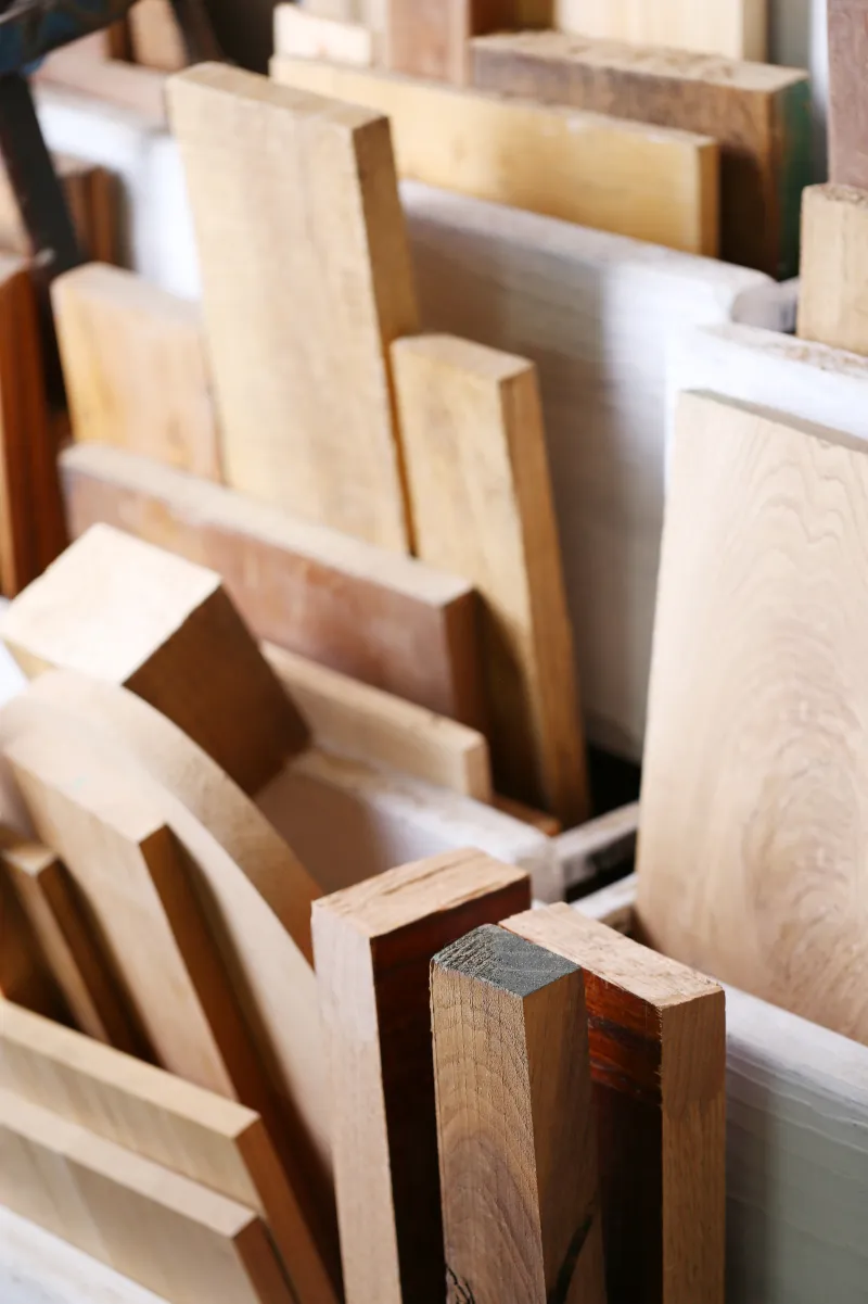 Stacked hardwood boards